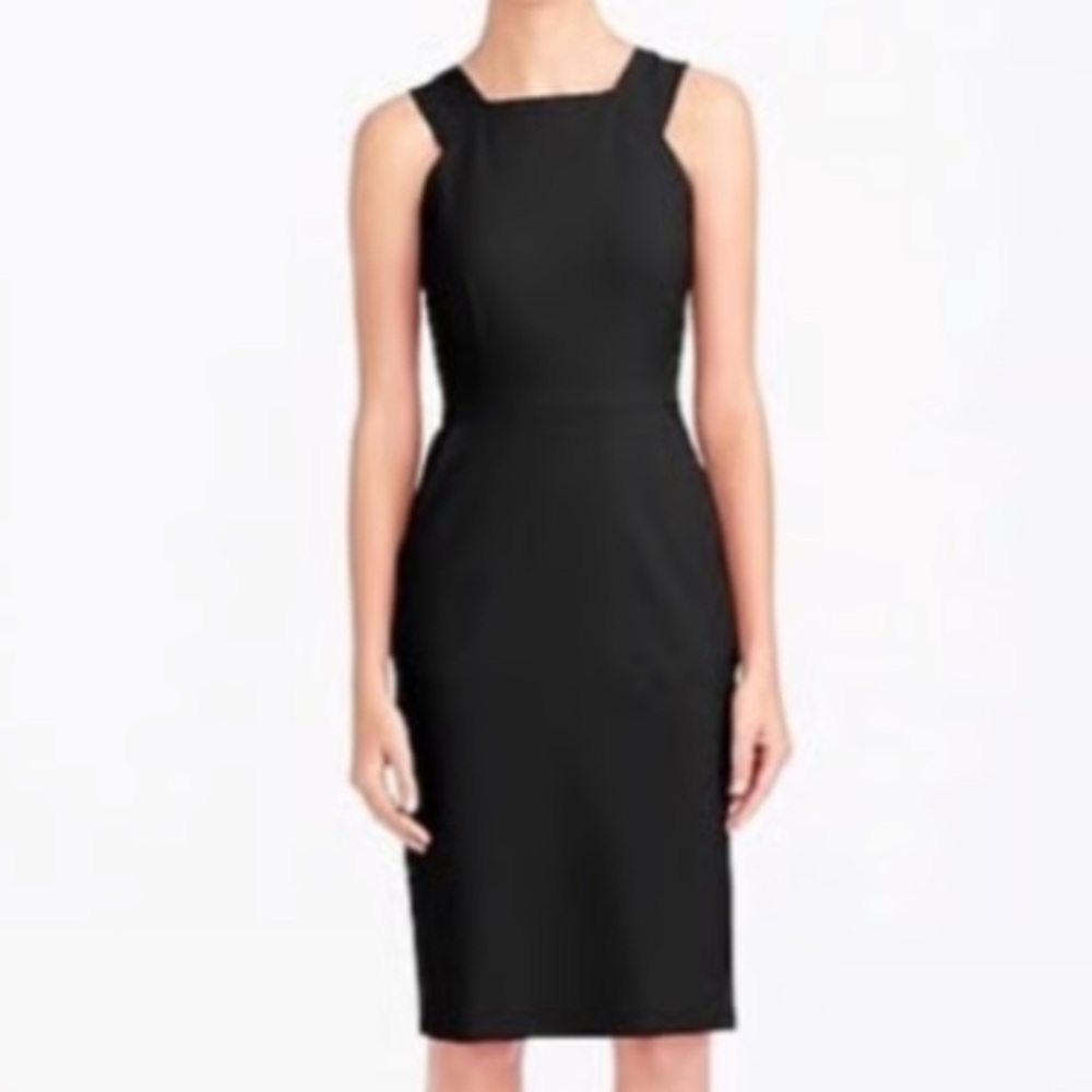 J. Crew Black Wool Sheath Suiting Dress Size 10 NWT $128 KL